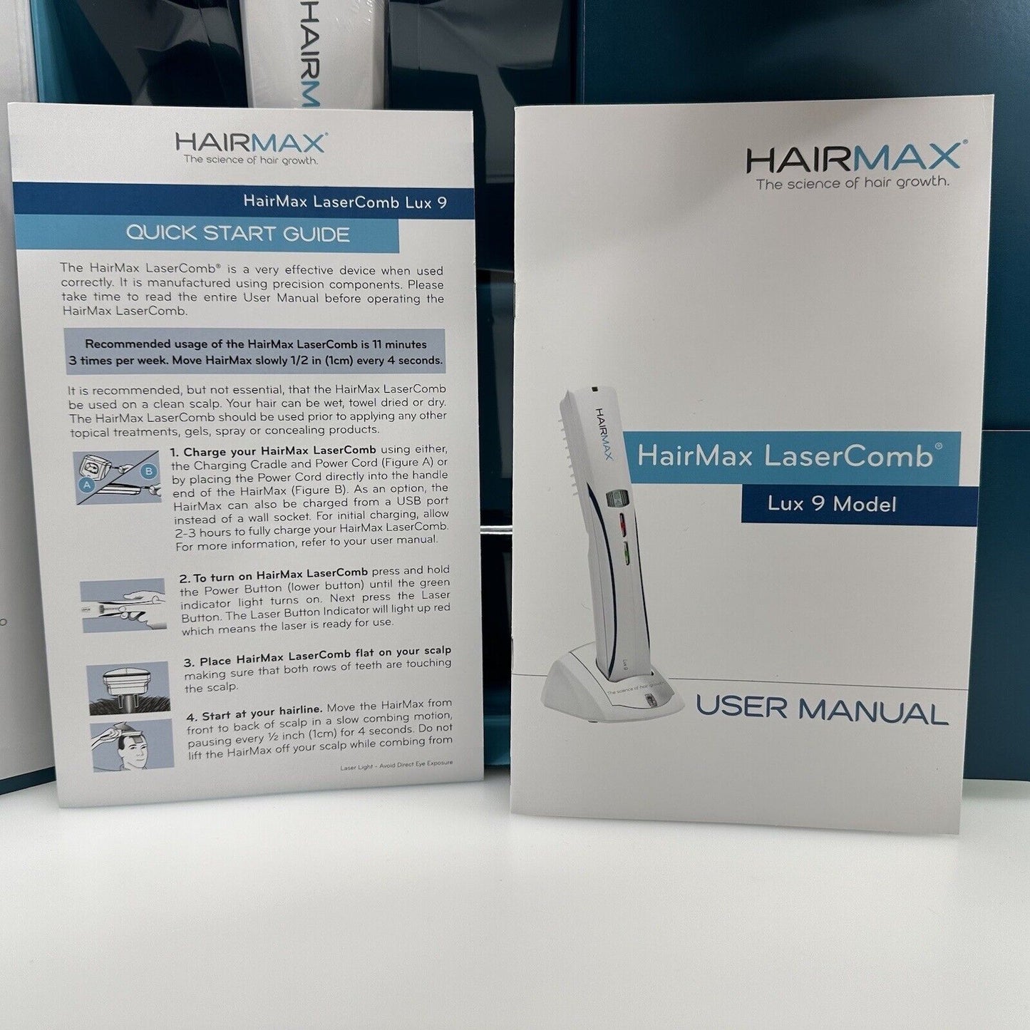 HAIR MAX Premium LUX 9 Hair Growth Laser Comb Light Device Clinically Tested NEW